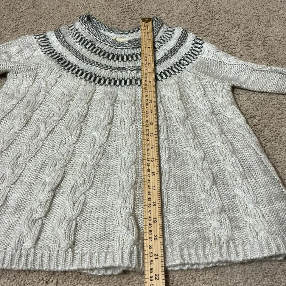 Hollister Fair Isle Knit Sweater Mock Neck Cable Knit Cream Black XS - Image 4