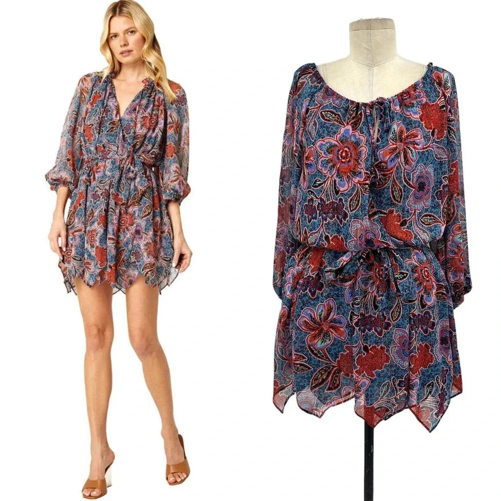 Misa Los Angeles Tara Dress in Cerulean‎ Floral Print Blue Size XS - Image 2
