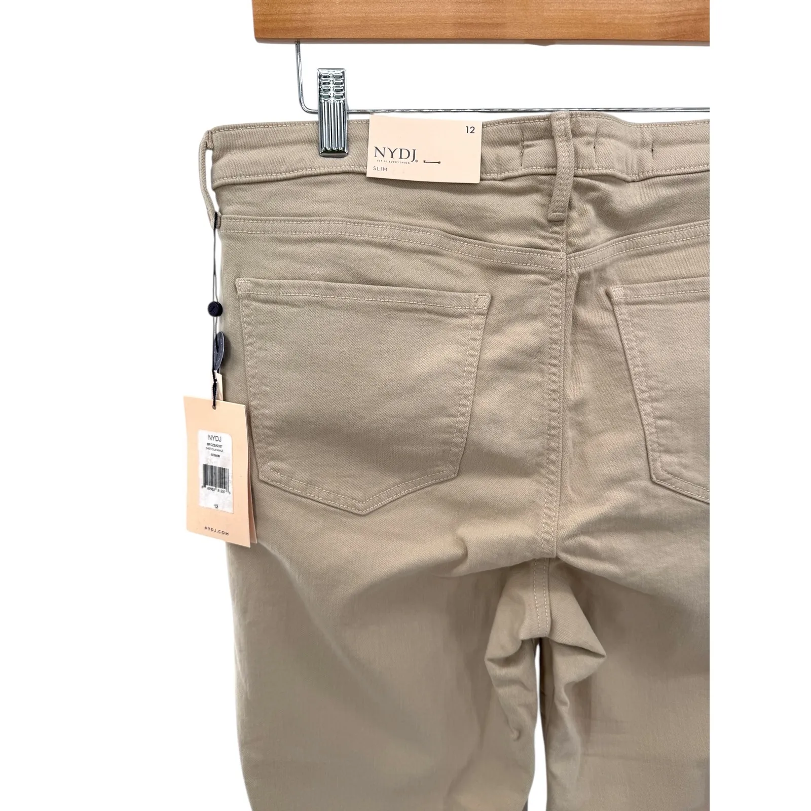 NYDJ Sheri Slim Ankle Jeans Straw Beige Khaki Stretch Lift Tuck NWT Womens Sz 12 - Image 5