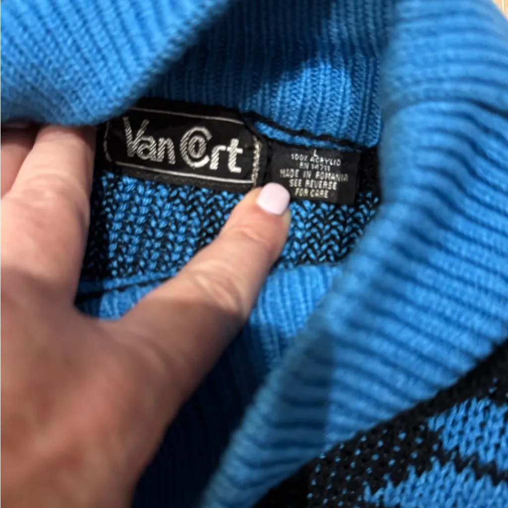 Vintage Van Cort women’s ski sweater size large Blue - Image 3