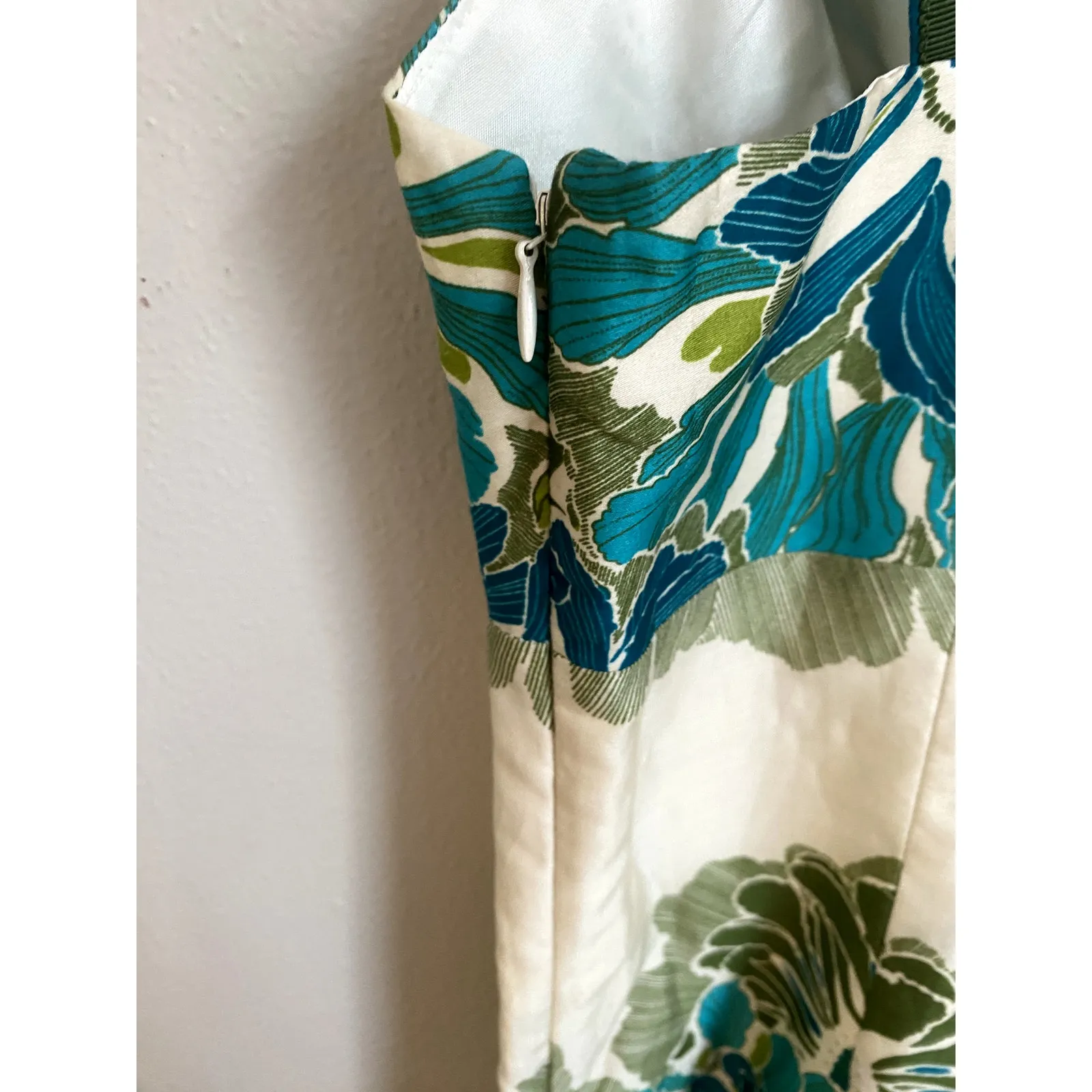 Ann Taylor Floral Cream Midi Dress Y2K Cotton Island Girl Garden Party Work Boho - Image 5