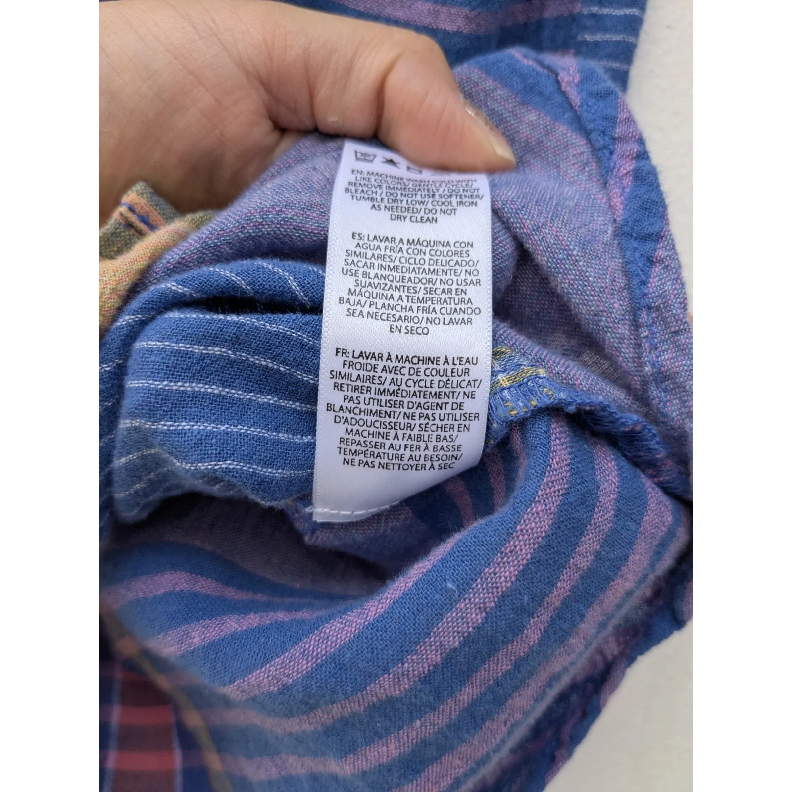 BEACH LUNCH LOUNGE Top Linen Cotton Plaid Button Front Short Sleeve Pink Size XS - Image 5