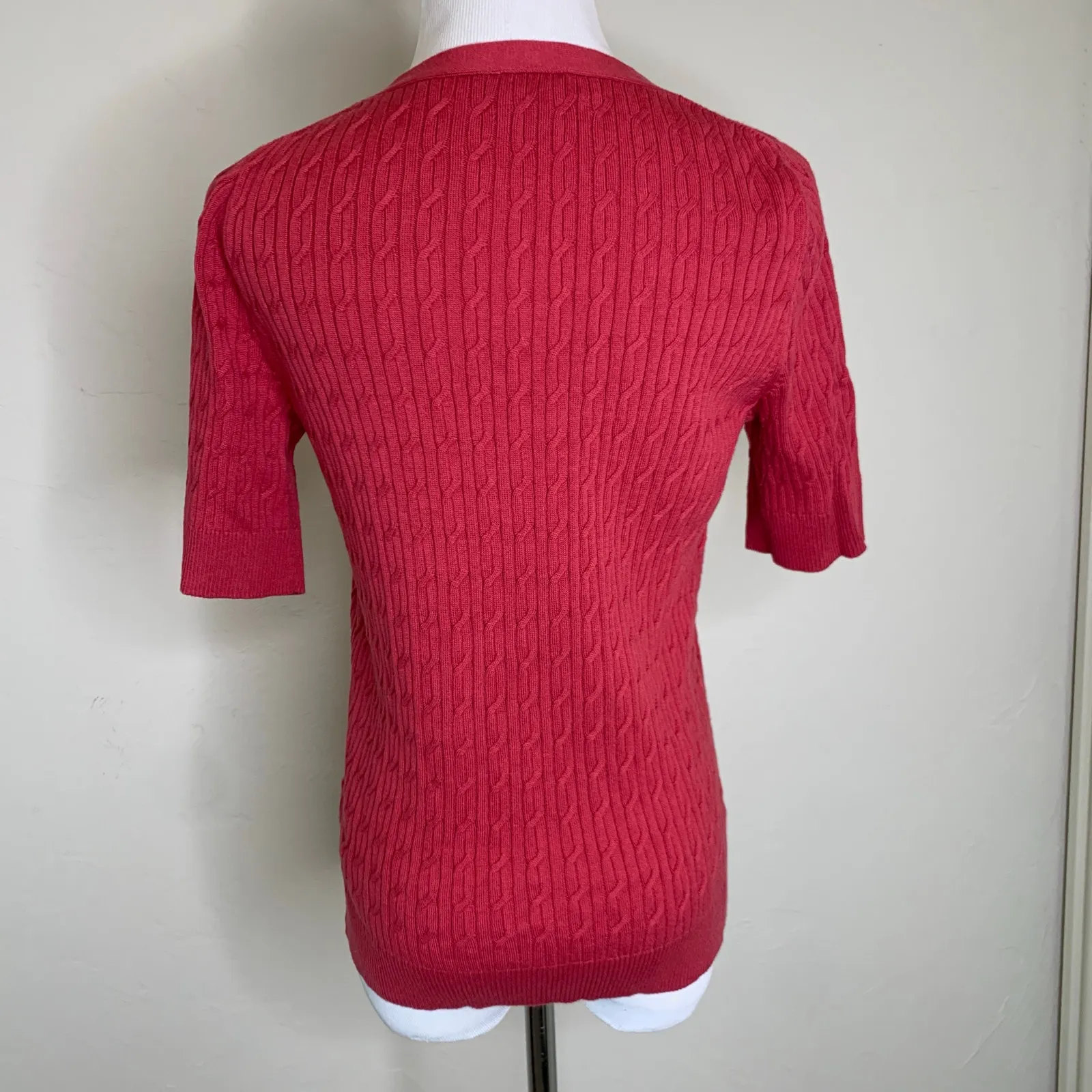 Talbots Pink Fitted Cardigan Sweater Medium - Image 2
