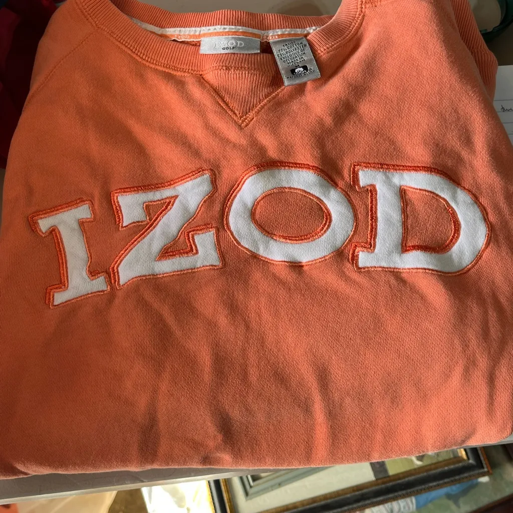 IZOD  GOLF  (M) PEACH PULLOVER SWEATSHIRT RIB TEXTURE TO SIDE PANELS PREOWNED‎ - Image 8