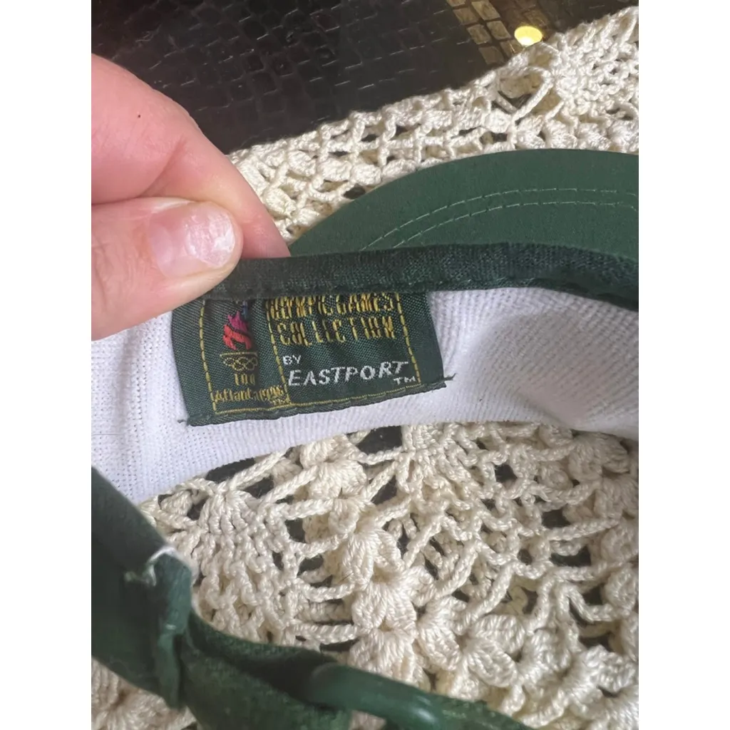 1996 Atlanta Olympics Visor Green Eastport Official Centennial Games Hat Vintage - Image 3