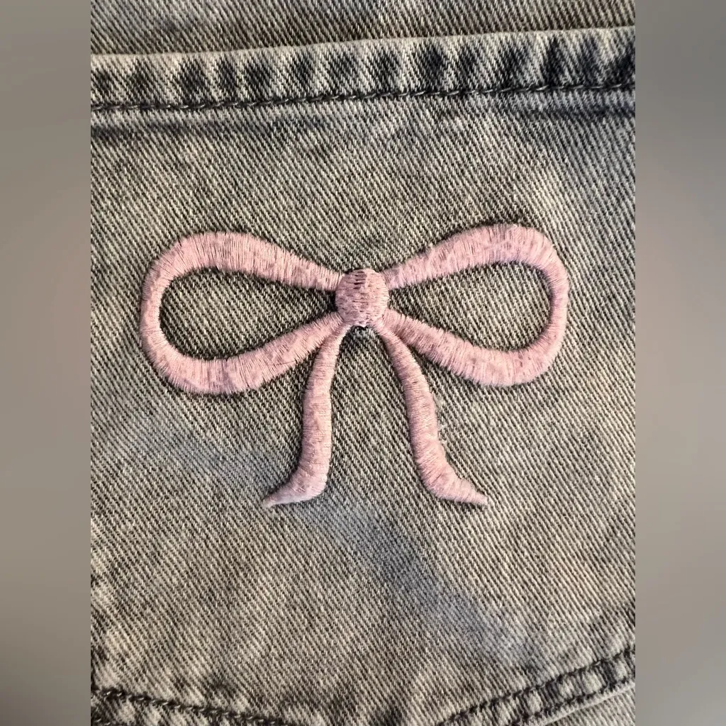 Ashley Mason Pink Bows Micro Mini Denim Jean Skirt size 13/31 Y2K Aesthetic New - Image 3