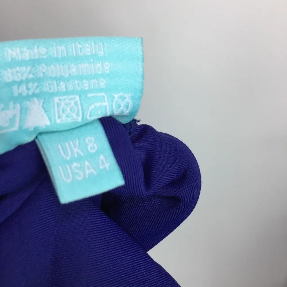 MELISSA ODABASH Grenada Embellished Triangle Halterneck Bikini Top Size 4 Blue - Image 4