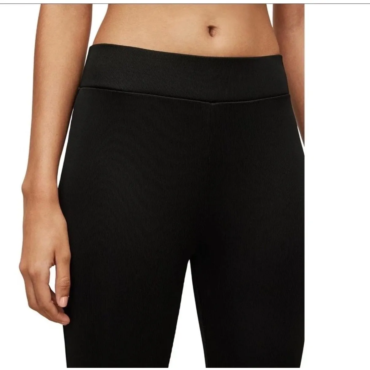 ALLSAINTS Women's Black Ribbed Liliana Stirrup Leggings Pants 2 - Image 2