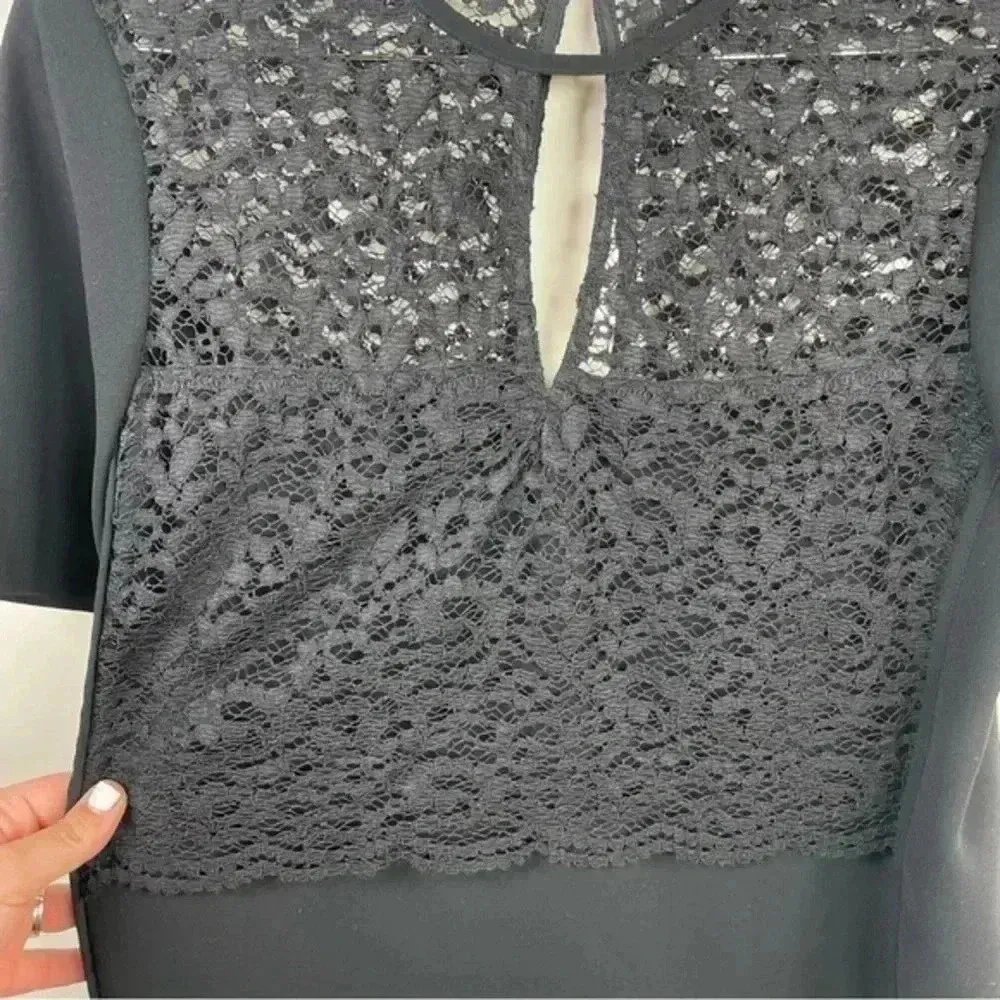 Whistles Black Leila‎ Lace Insert Shell Short Sleeve Blouse Size 6 - Image 5