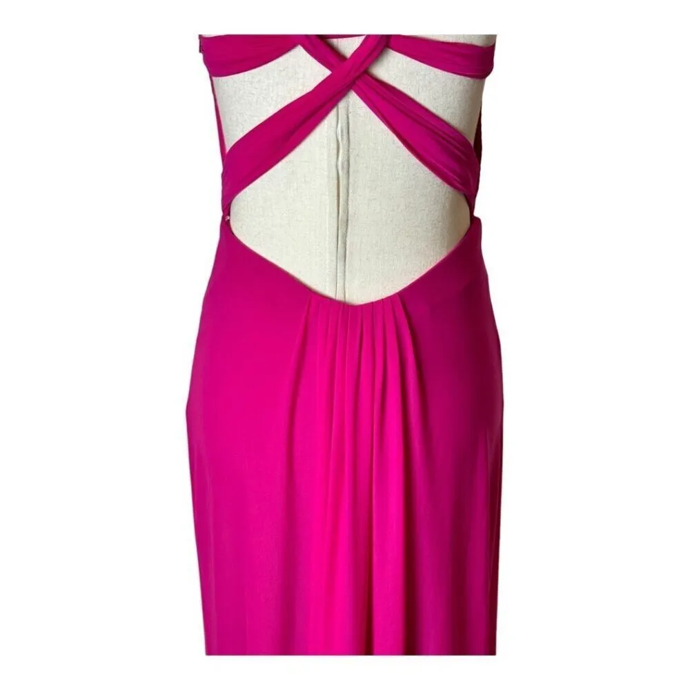 La Femme Dress Women 00 Pink Deep V Jersey Knit Illusion‎ Neckline Formal Gown - Image 10