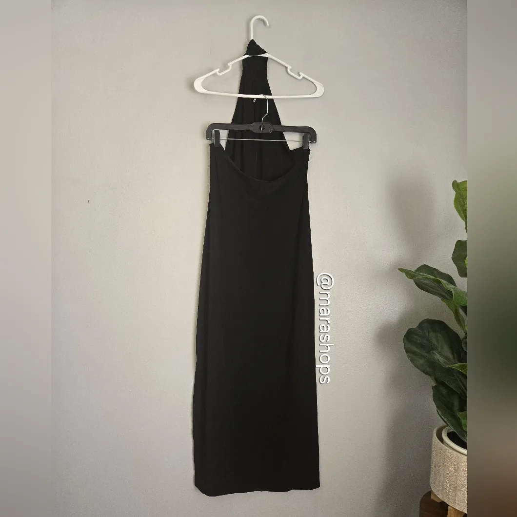 Norma Kamali Halter Turtle Side Slit Gown - Image 4