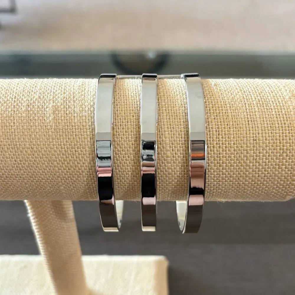 Silver 3 Line Cuff Bracelet - Image 3