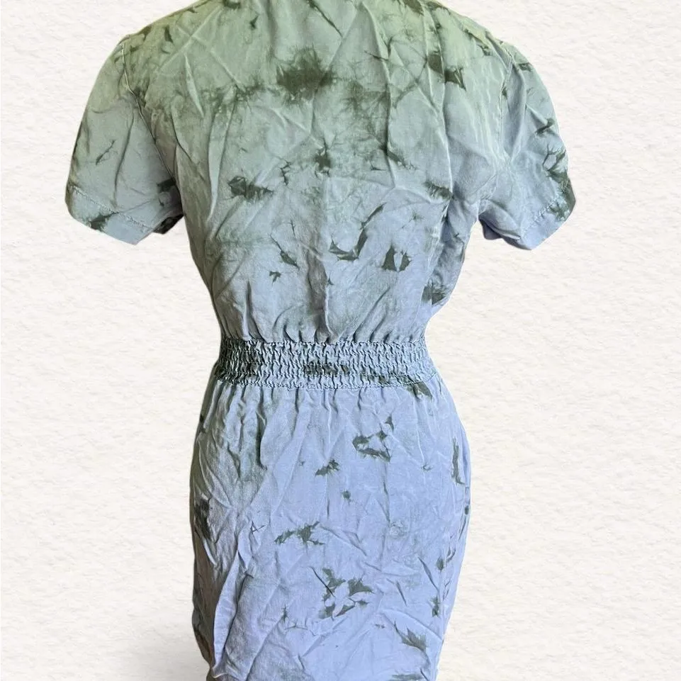 Anthropologie Blue and Black/gray Tie-Dye Mini Dress - Image 4