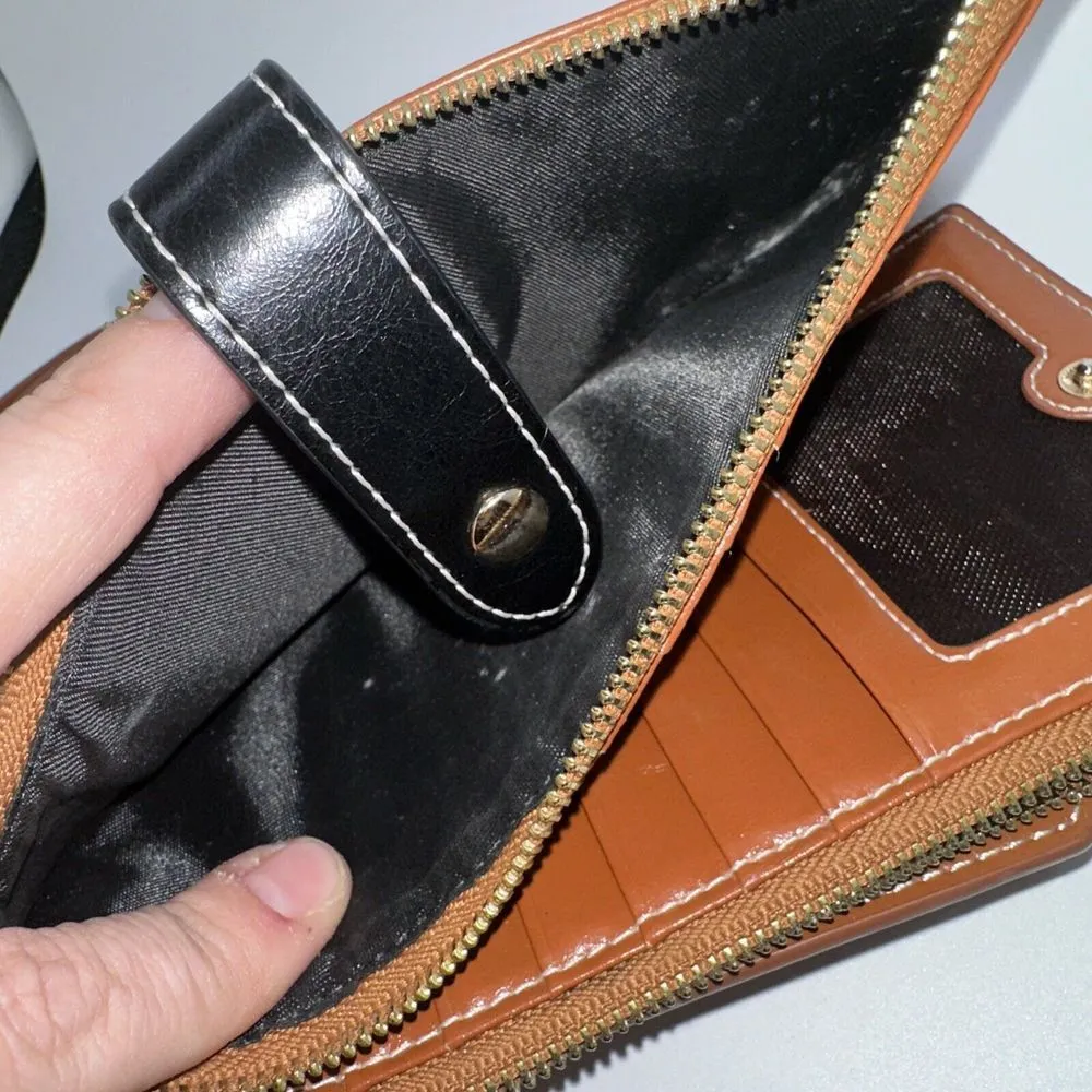 ANDOILT Genuine Leather Wallet RFID Blocking Credit Card Holder Cell Phone Handb Brown - Image 6