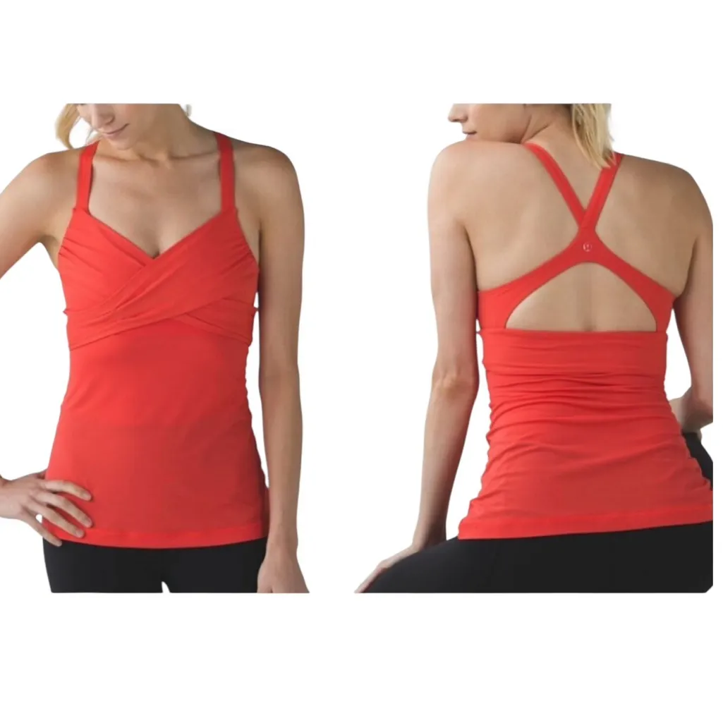 LULULEMON WRAP IT UP Vibrant ALARMING Orange TANK TOP 6 - Image 2