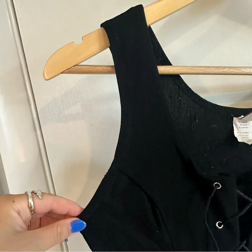 XXX Hardcore Biker Corset Top. Black. Size: Large. Black - Image 2