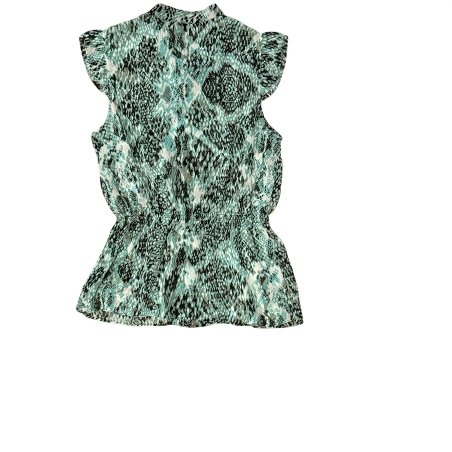 Alfani Sleeveless Ruffle Blouse, Button Up Top Snakeskin Animal Print Womens 10 - Image 8