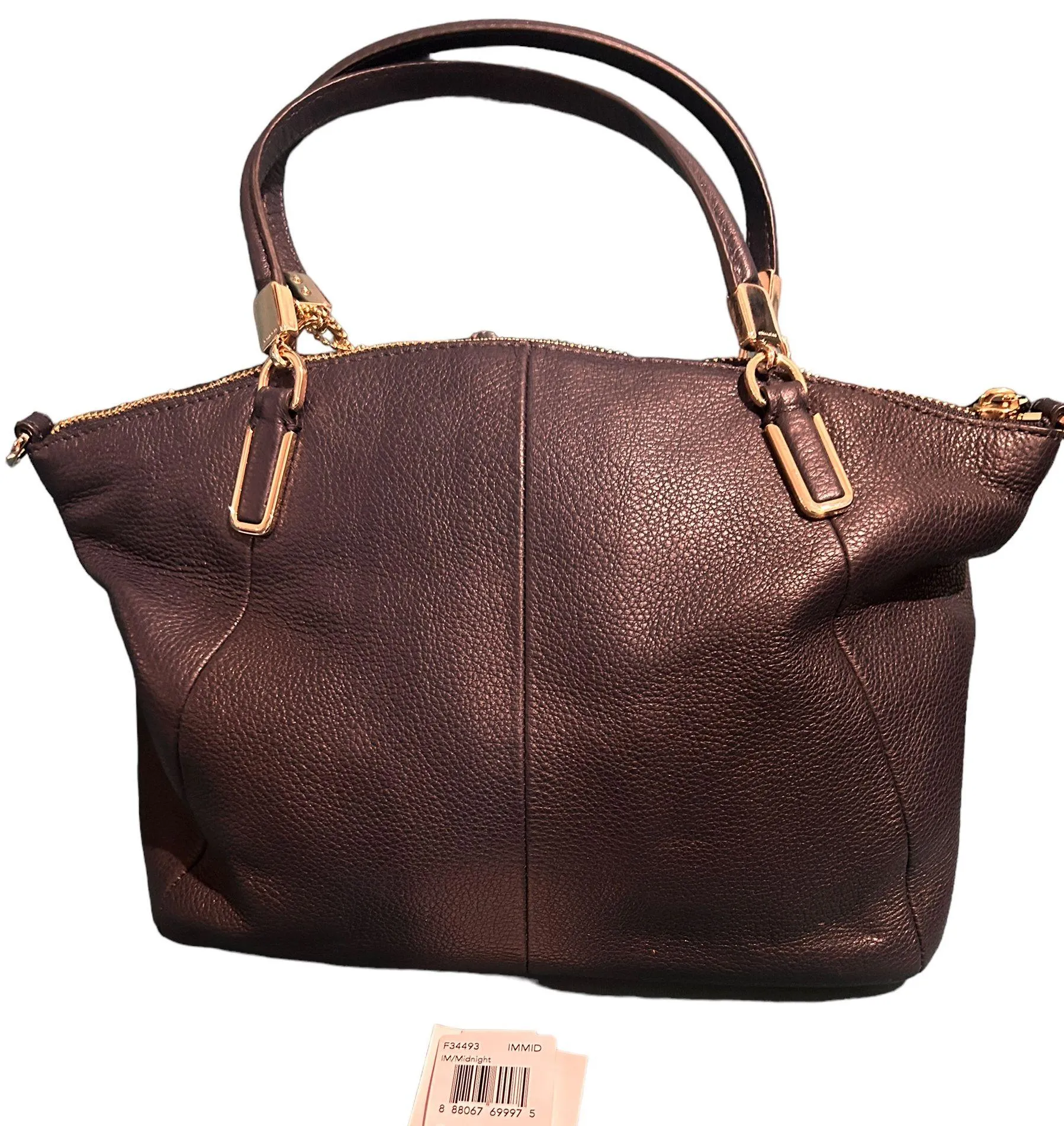 Mini Kelsey Oxblood Pebbled Leather Satchel  Midnight - Image 4