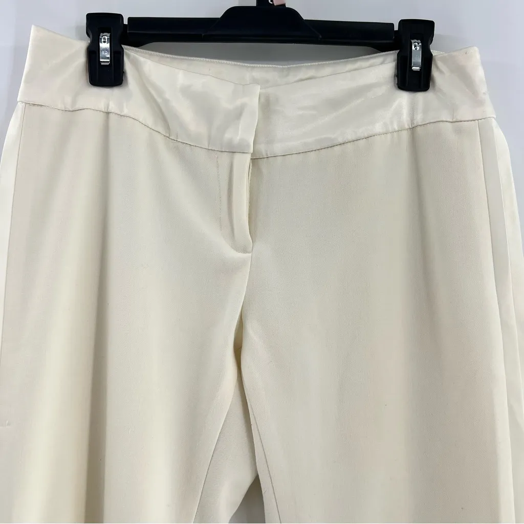 Vintage Cache satin trim side tuxedo pleated pants cream size 6 Made in Canada - Image 2
