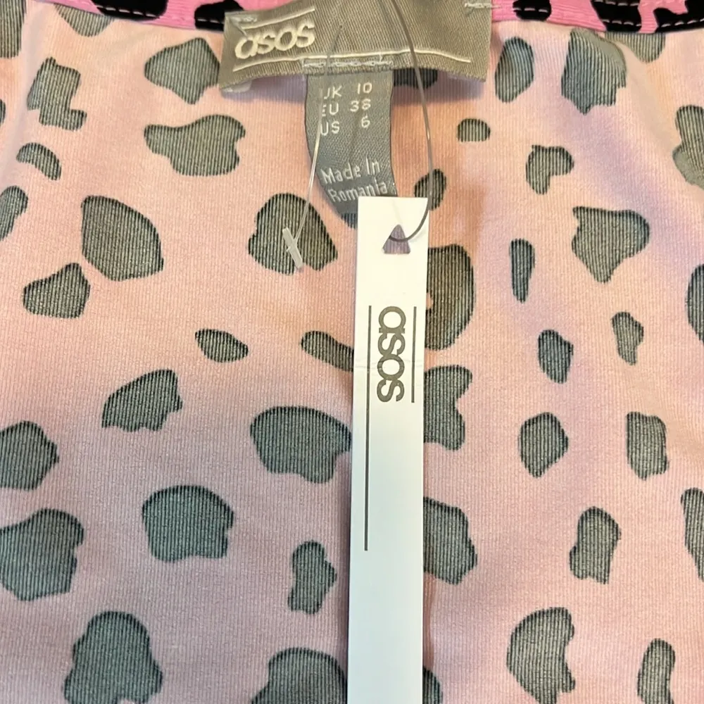 ASOS Pink/Black Cheetah Print Faux Wrap Dress Size 6 NWT - Image 8