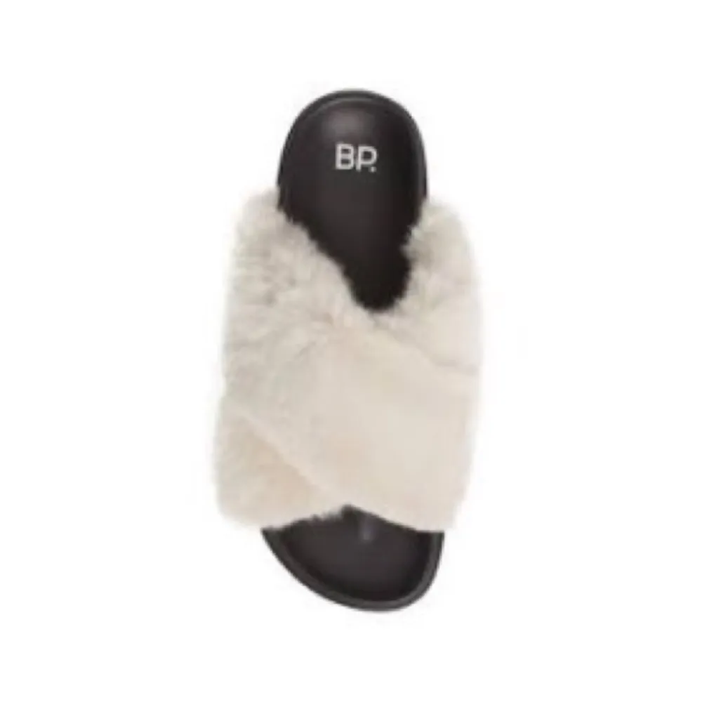 NEW BP. Zoe Cross Band Faux Fur Slide Sandals Size 11 M - Image 3