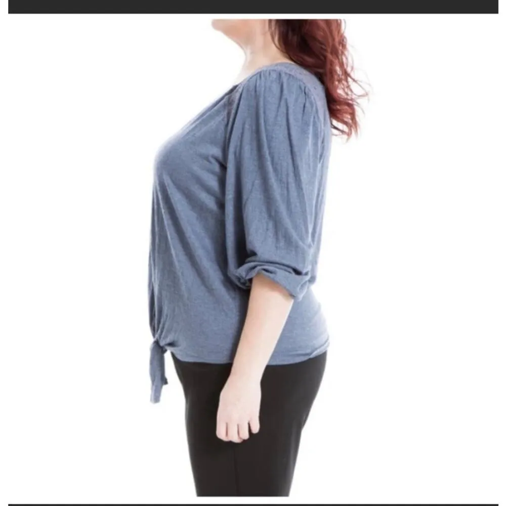 Max Studio Knot front 3/4 sleeve textured blouse size medium - Image 9