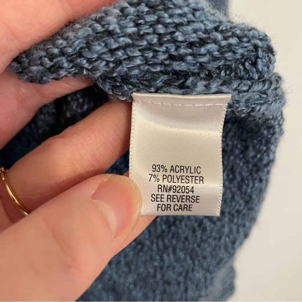 CROFT BARROW Plus Size Blue Black Marled Popover Quarter Button Pullover Sweater - Image 7