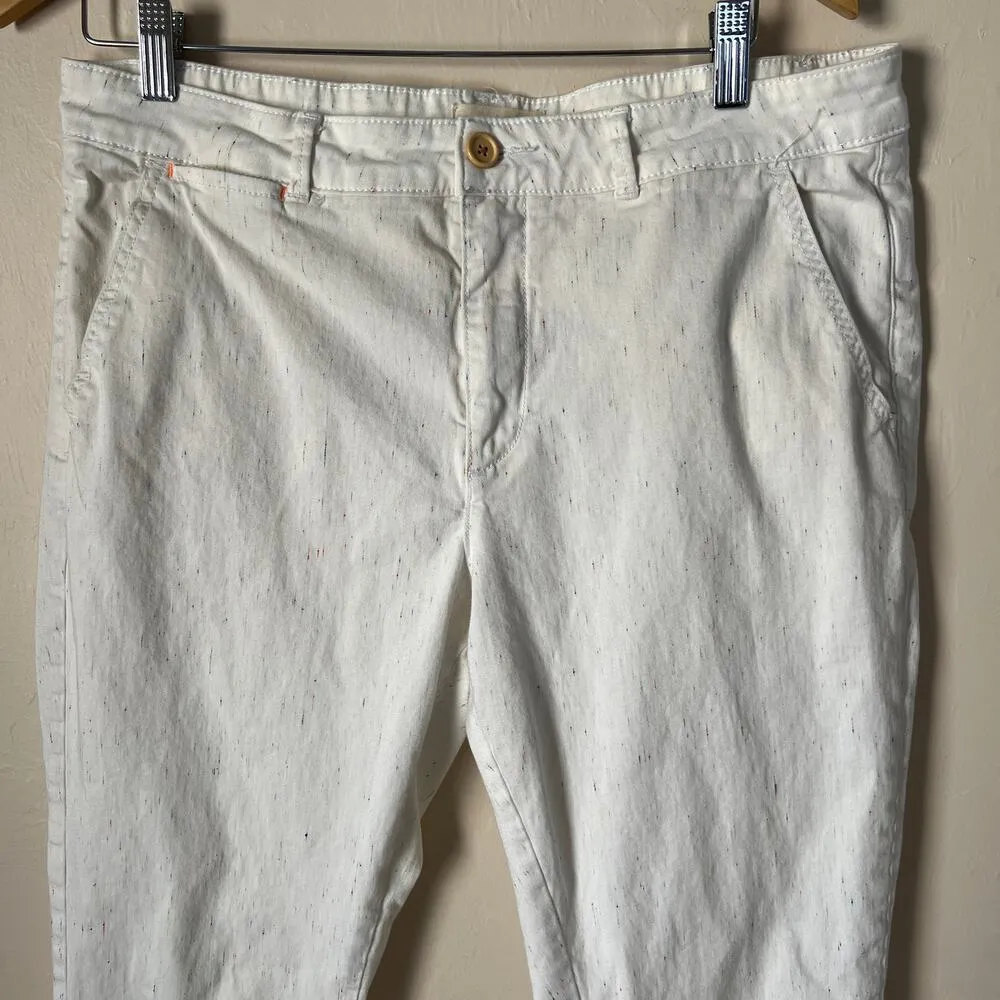 Chino by Anthropologie White Speckled Rainbow Relaxed Pants Size 10 - Image 9