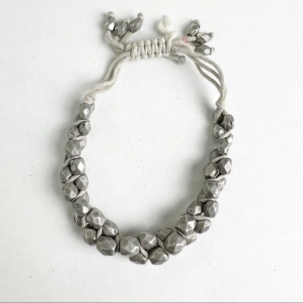 Boho Beaded Bracelet Silver Tone Adjustable Cord Wrap Around Wrist Charm‎ - Image 4
