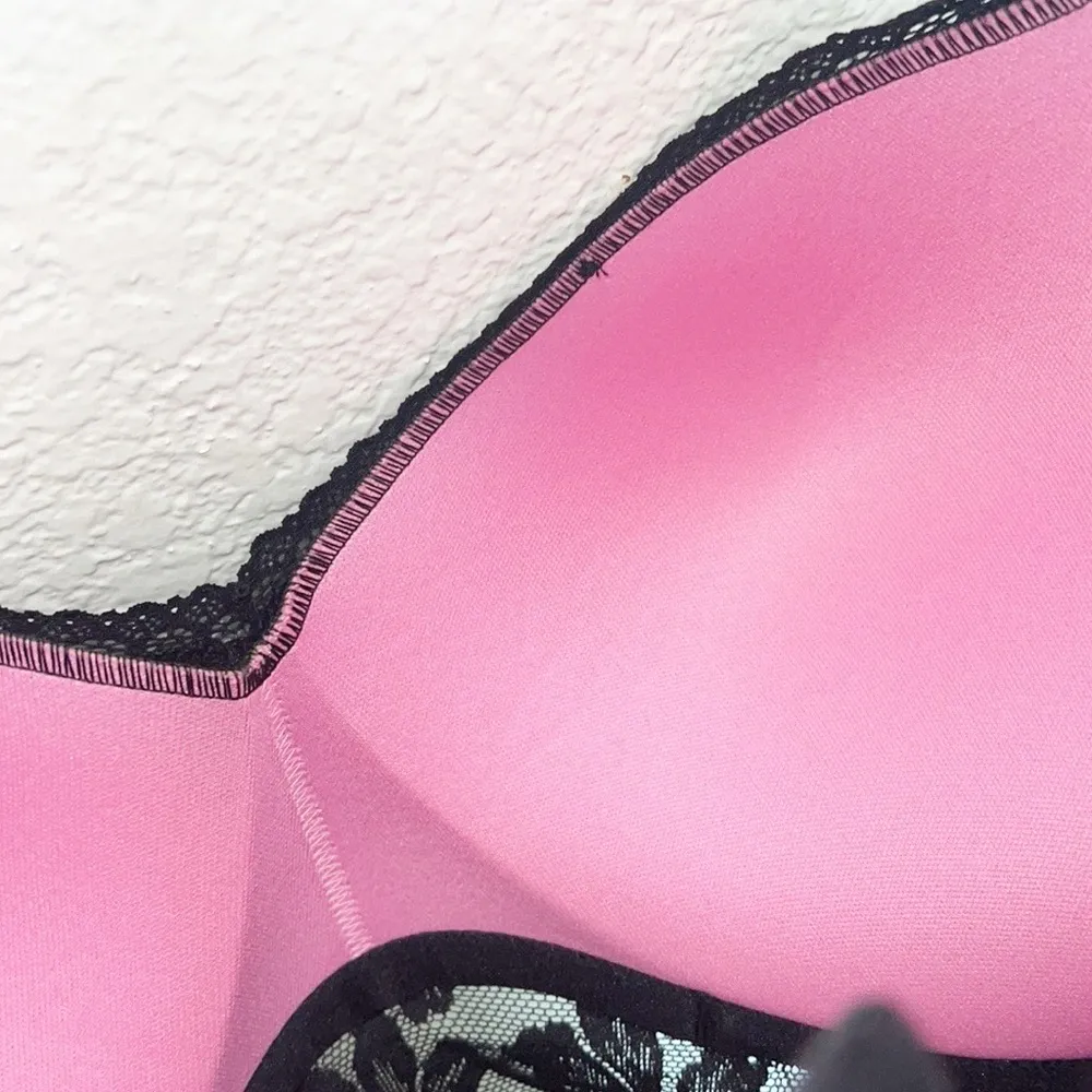 Pink Victoria's Secret Black Push Up Lace Hook Closure Bralette New - Image 13