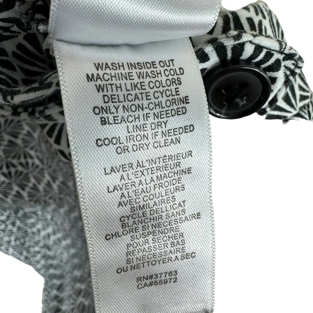 Laundry By Shelli Segal Black White Fan Print Cotton Chino Shorts Size 10 - Image 9