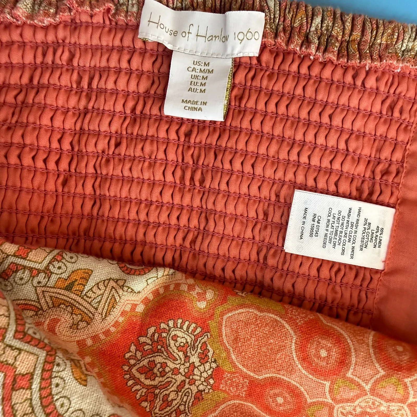 House Of Harlow 1960 Paisley Retro Women's Crop Halter Top Size Medium Orange - Image 6