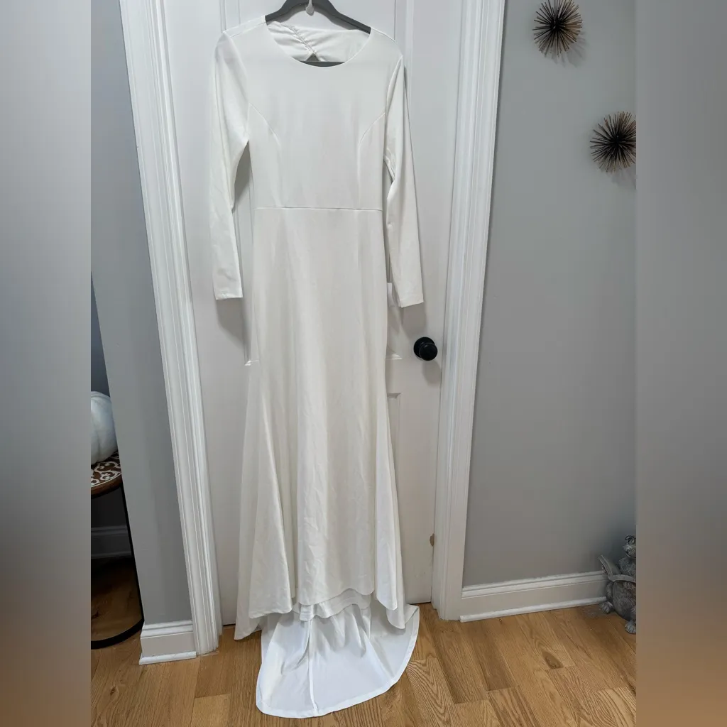 Lulus Eloquent Endearment NWT‎ size Large White Long Sleeve Backless Maxi Dress - Image 3