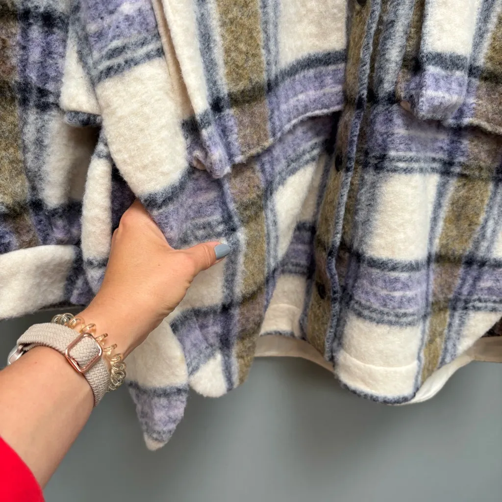 ZARA  Oversized Plaid Wool Blend Shacket S - Image 10