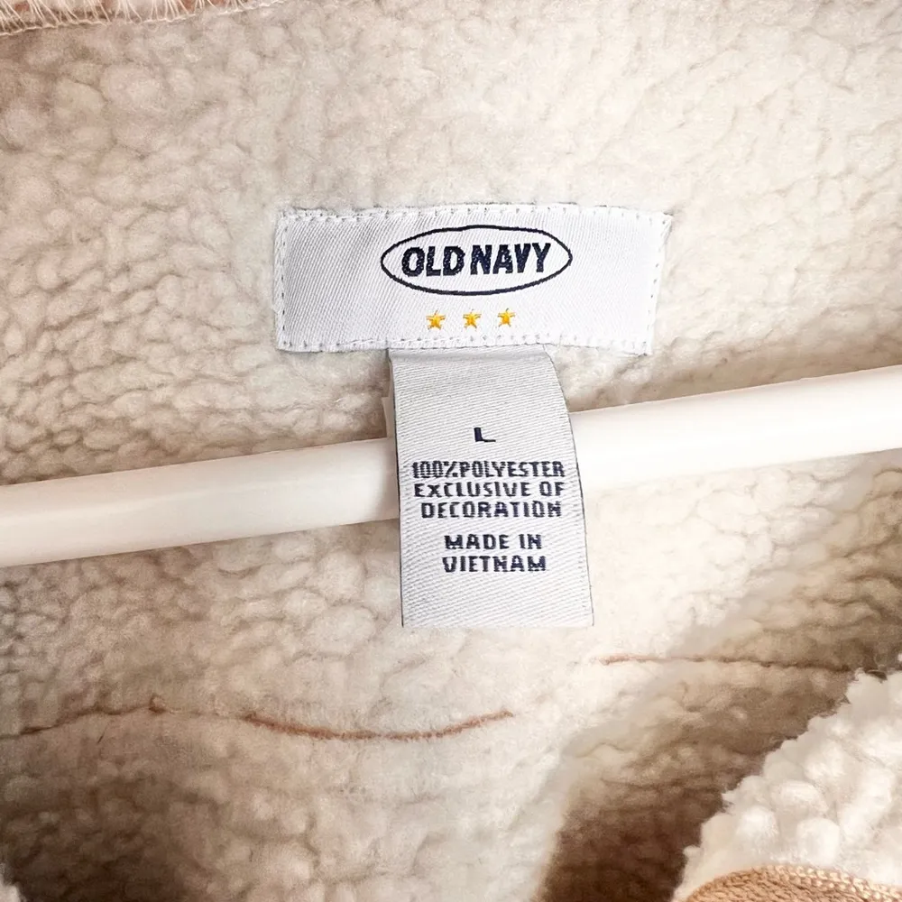 Old Navy Sherpa Lined Fleece Coat Full Zip button down women’s size large - Image 2