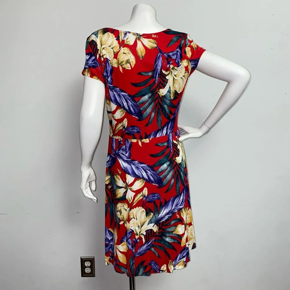 Lascana Venus Red Tropical Floral Dress Fit & Flare Hawaiian Women's Size M Size M - Image 5