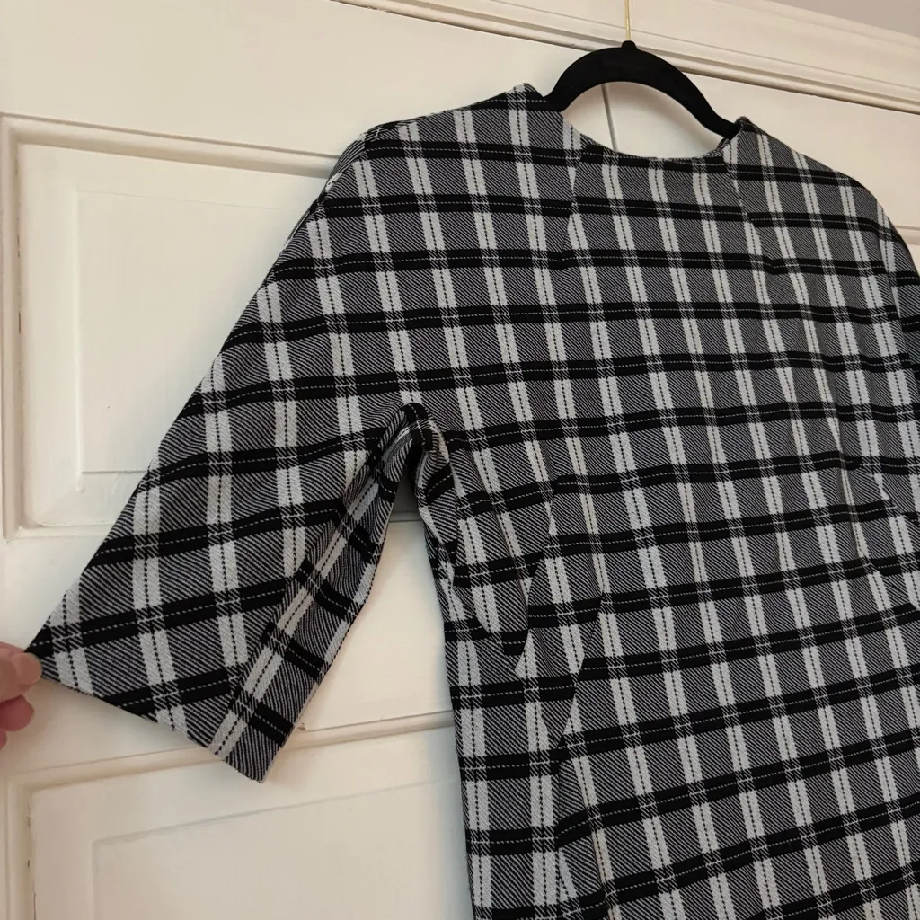 MM Lafleur Farnoosh Plaid Sheath Dress Checkmate Black White Checkered Size 4 - Image 9