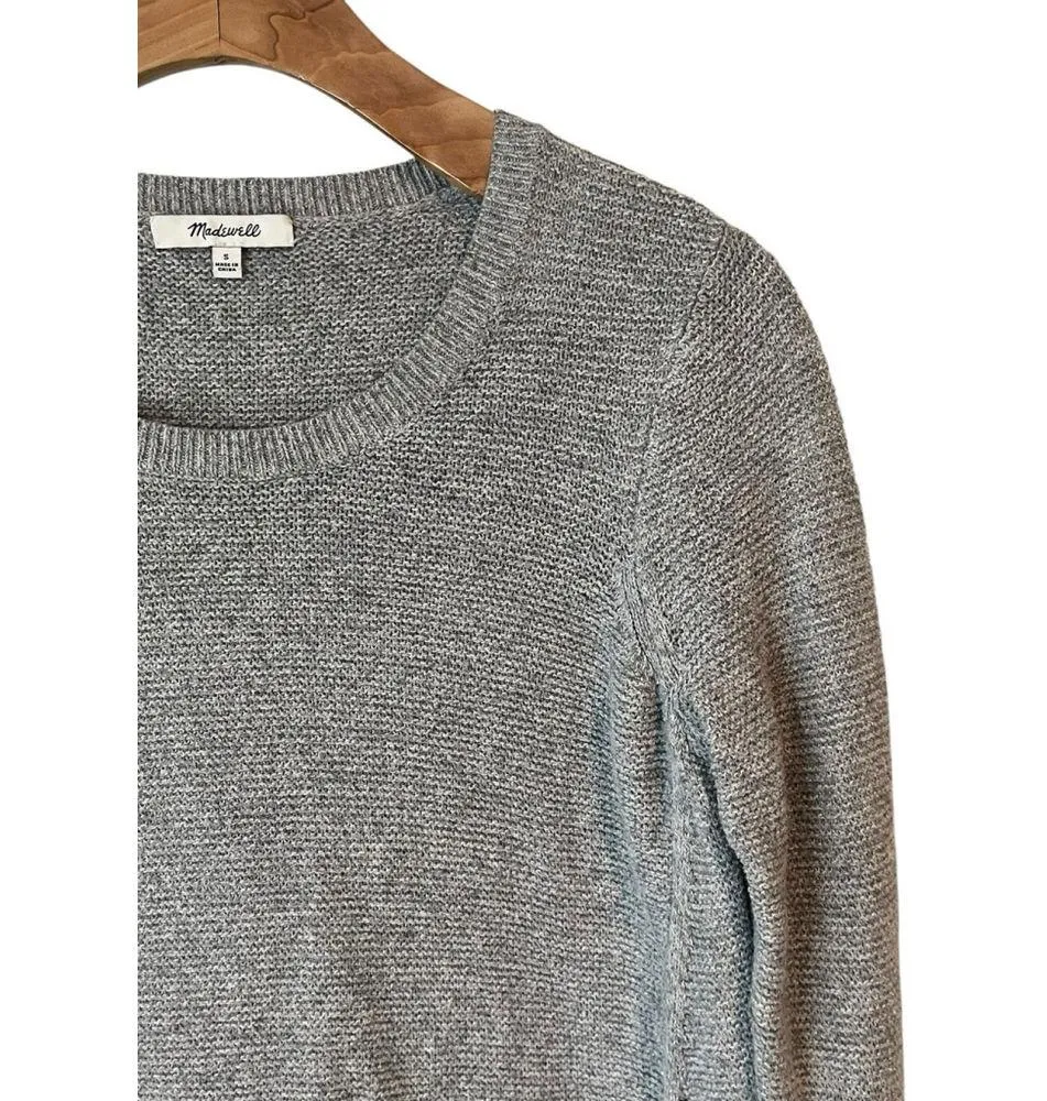 Madewell Sweater Women's Size S Gray Crew Neck Long Sleeve Knit Relaxed Fit - Image 3