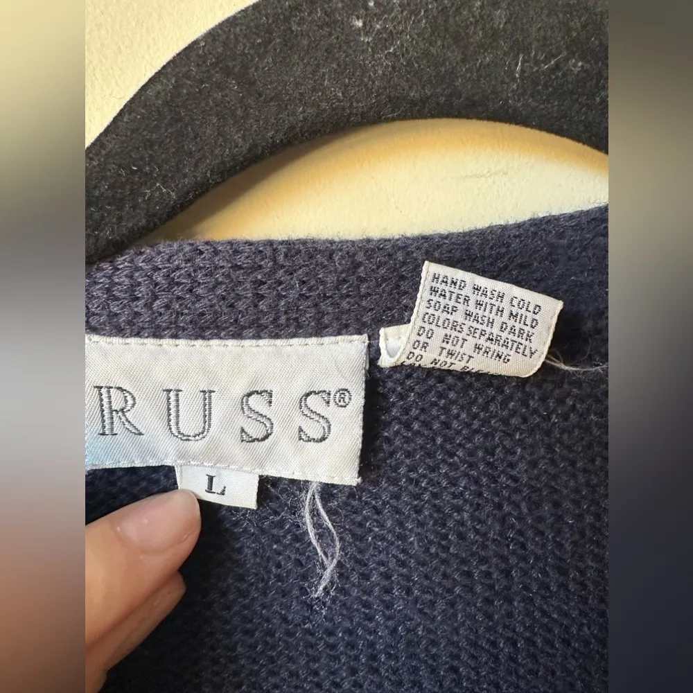 Russ Vintage Women’s Sweater Vest Brass Colored Buttons Sz L Ramie Cotton Size L - Image 3