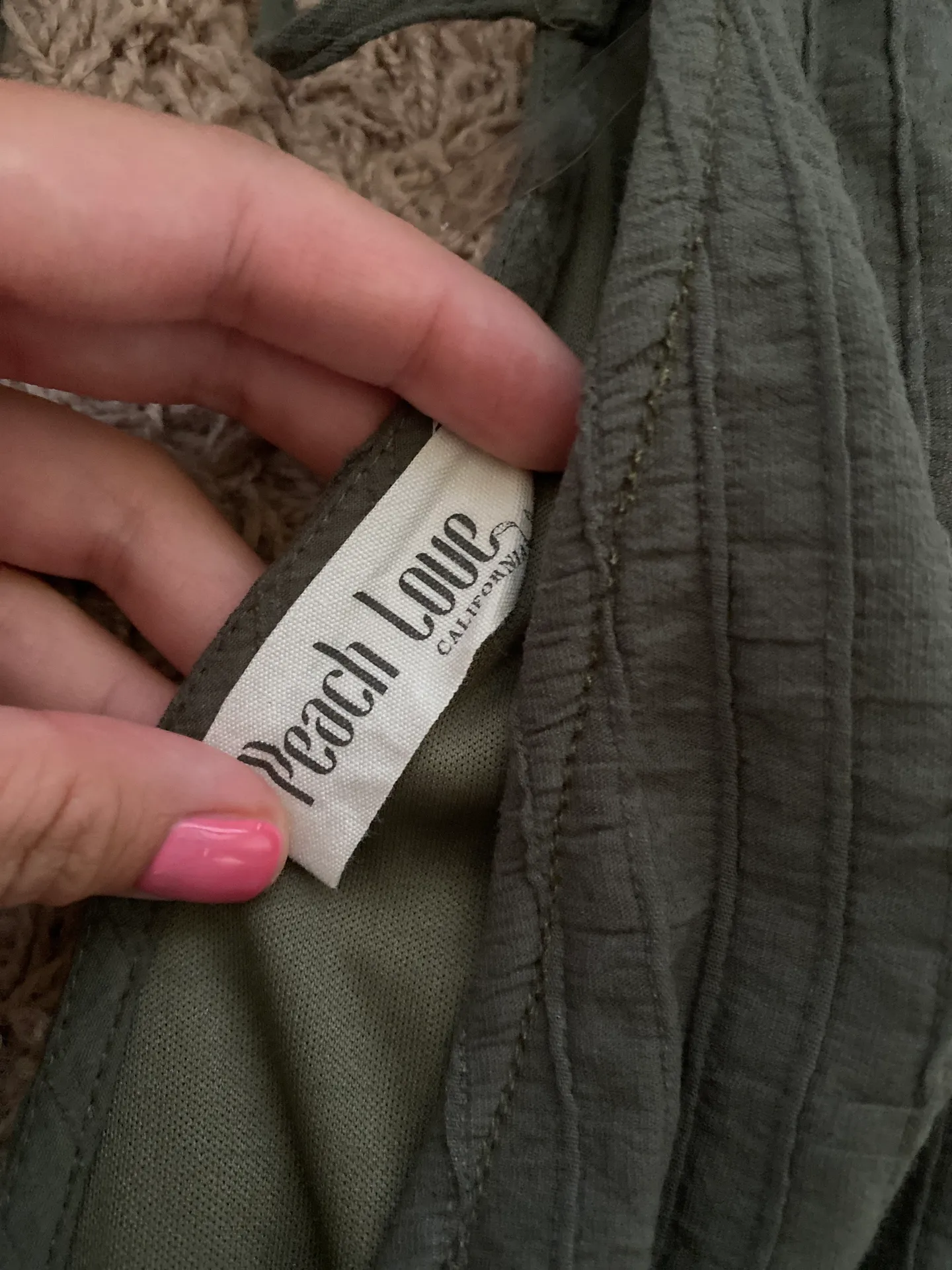 Peach Love Olive Green Romper - Image 4