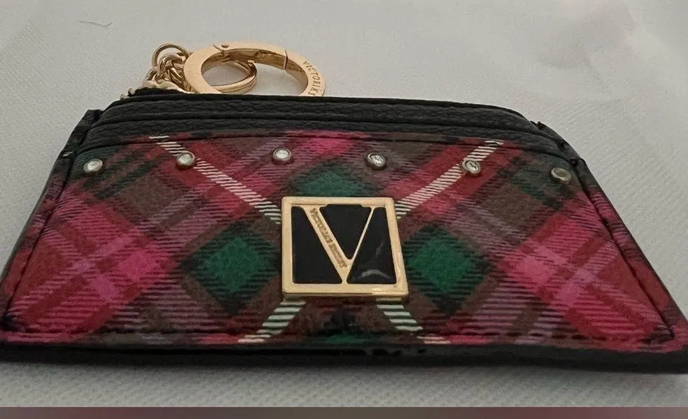 Victorias Secret |  Bright Tartan The Victoria Card Case Key Chain. - Image 9