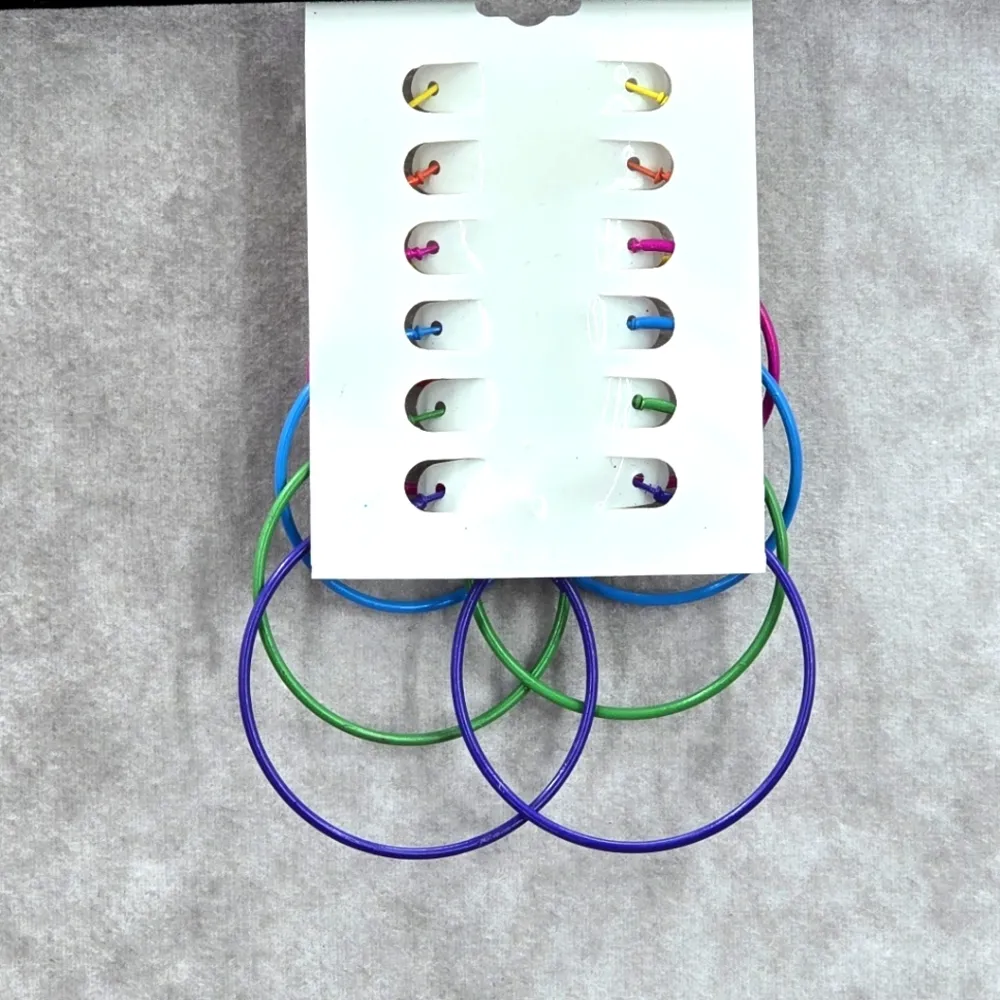 Rainbow‎ Multi Color Mixed Sized Hoop Dangle Hook Fashion Jewelry JB2-21 - Image 2