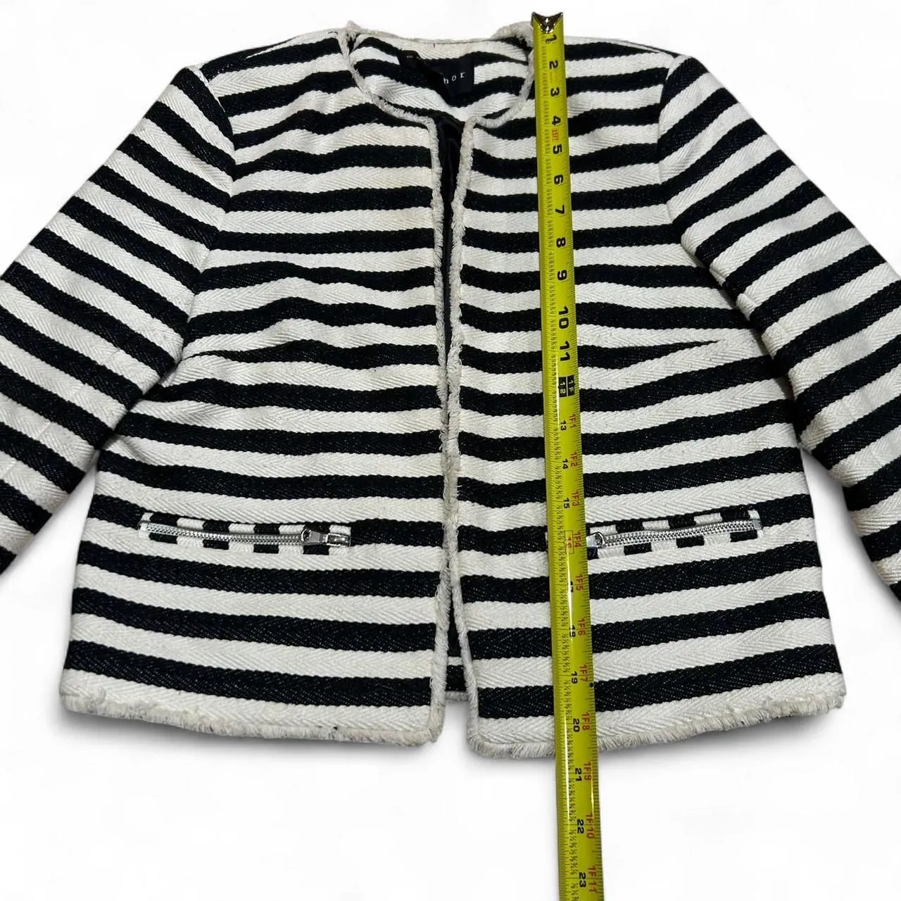 Black & White Striped Tweed Blazer - Image 2