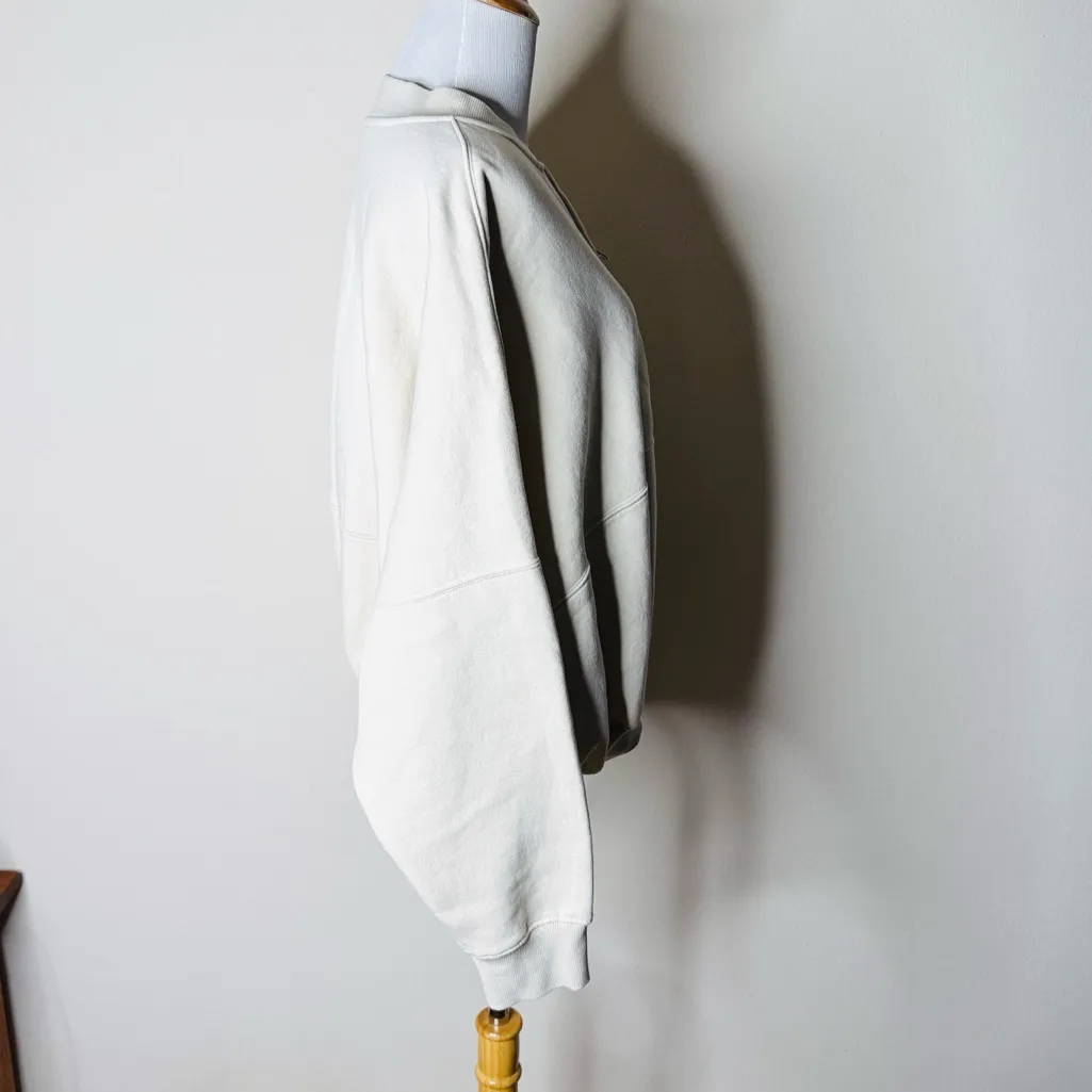 Zara Ecru Zip Fleece Bomber Jacket - Image 5