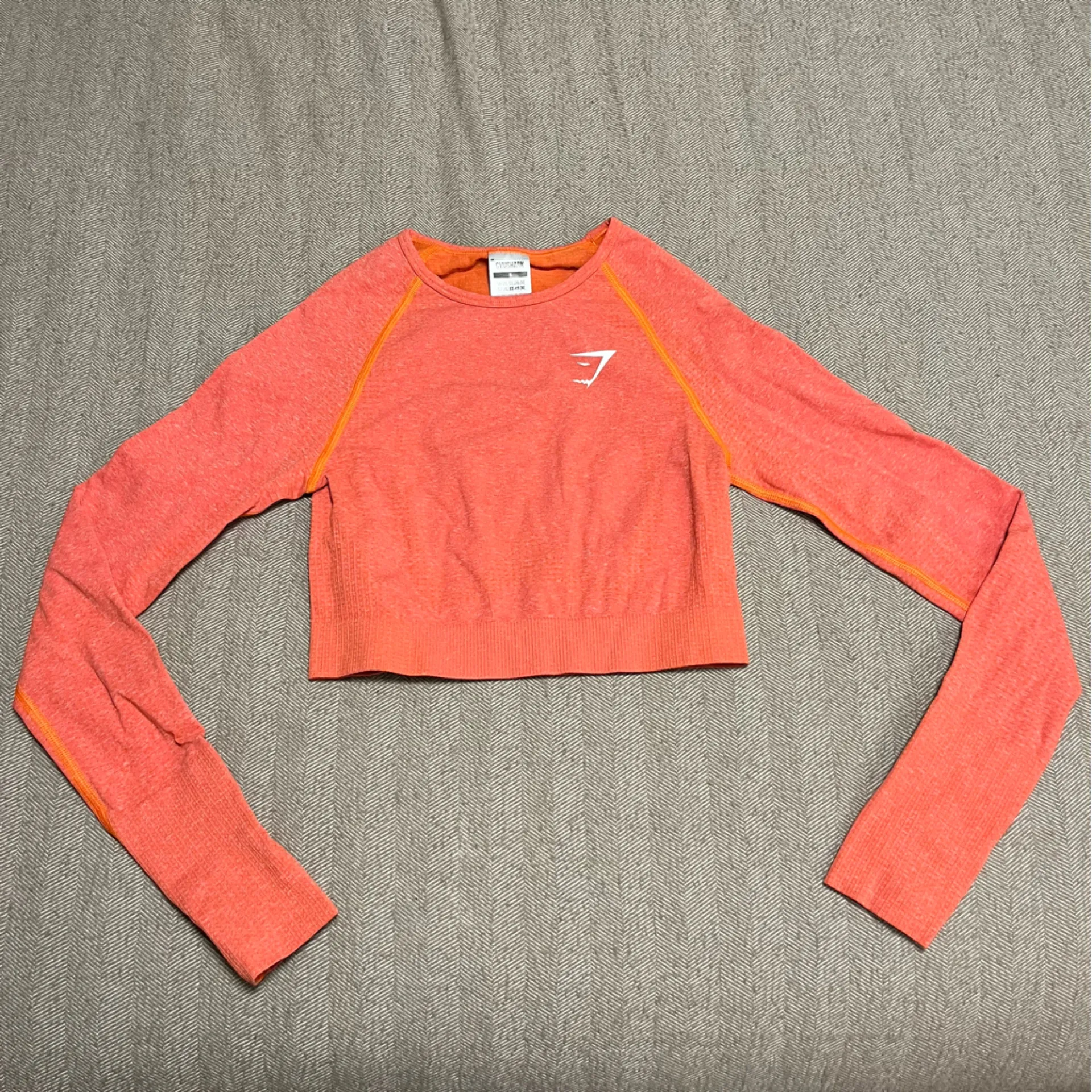Gymshark Vital Seamless 2.0 Long Sleeve Crop Top in Orange Marl - Image 7