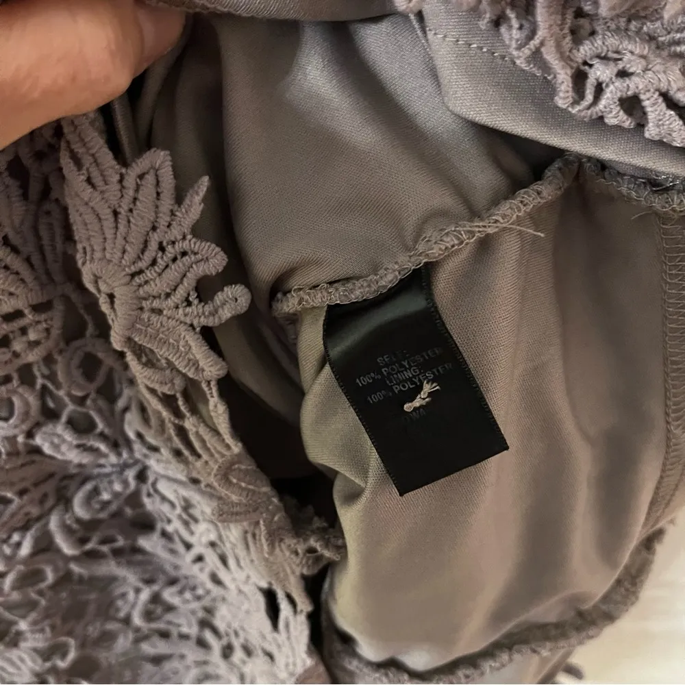 Lulu’s Hidden Talent Backless Grey Floral Lace Mini Dress, Women’s Size M - Image 8