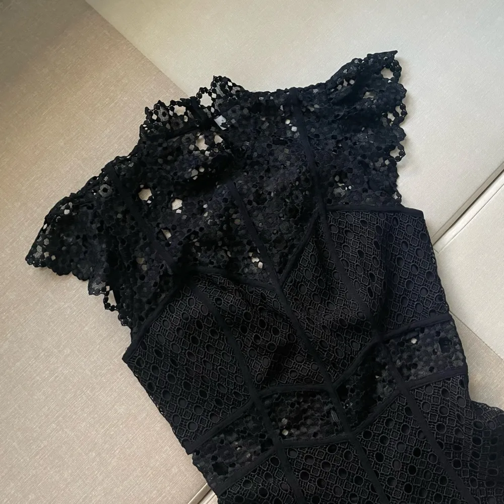 Classic Black Lace Mini Dress - Image 2