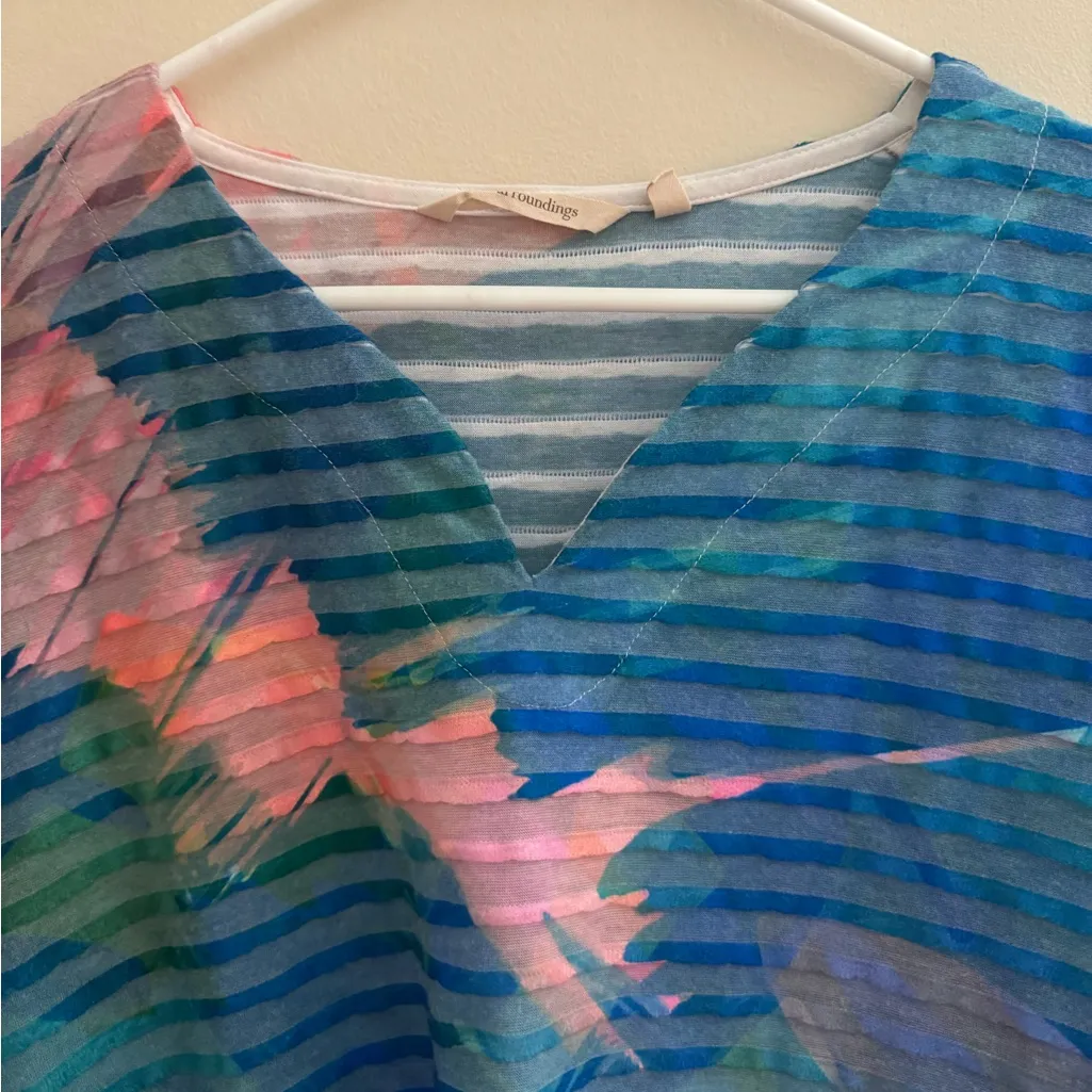 Soft Surroundings Color Study Tunic Top Size Large Tropical Blue Boho Chic - Image 3