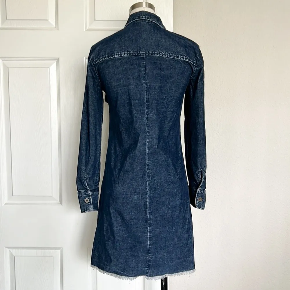 Free People Blue Corduroy Button-Down Shift Dress - Image 4