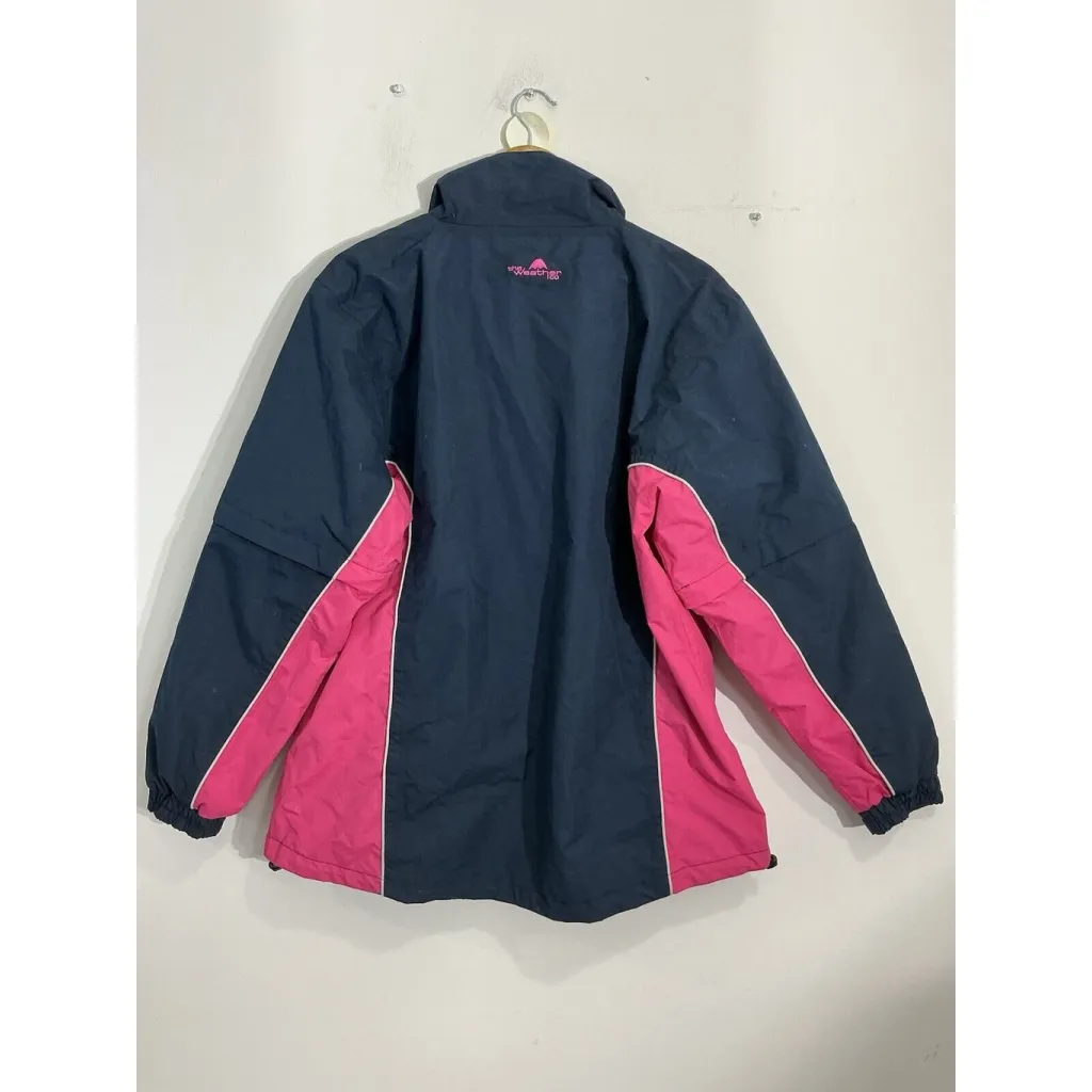 Womans The Weather Co XL Navy Pink Zip Up Removable Sleeve Jacket - Image 2